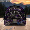 BlueJose Built for Freedom Hot Rod Culture Personalized Name 3D Cap – Skull & Checkered Flag Custom Baseball Cap