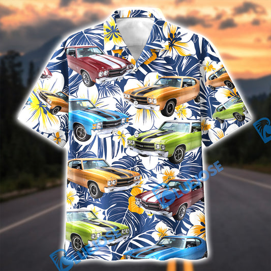 Bluejose Classic American Muscle Floral Shirt - Custom Car Hawaiian Shirt