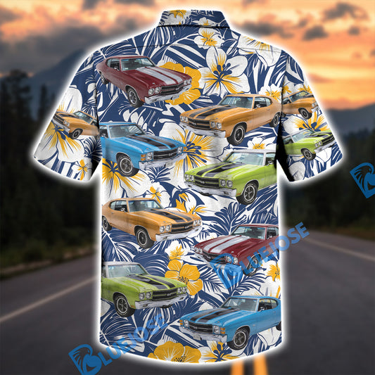 Bluejose Classic American Muscle Floral Shirt - Custom Car Hawaiian Shirt