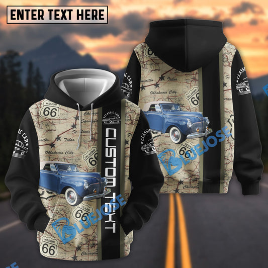 Bluejose Personalized 1941 Plymouth Special Deluxe Convertible Route 66 Classic Car Hoodie
