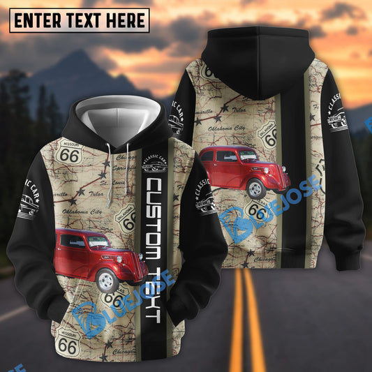 Bluejose Personalized 1948 Ford Anglia Route 66 Classic Car Hoodie