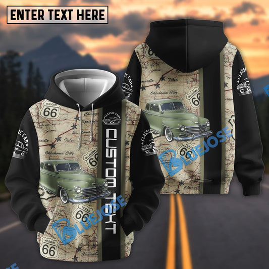 Bluejose Personalized 1948 Plymouth Club Coupe Route 66 Classic Car Hoodie
