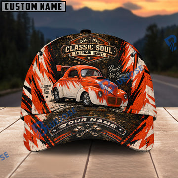 BlueJose Personalized Car Classic Soul American Heart Custom Name Cap – Gasser Hot Rod Baseball Hat
