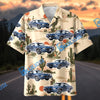 Bluejose Personalized Classic Blue Muscle Car Desert Cactus Landscape Hawaiian Shirt