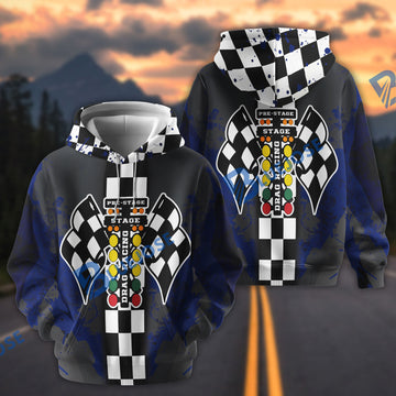 BlueJose Drag Racing Splatter Checkered Flag 3D All-Over Print Hoodie (6 Colors)