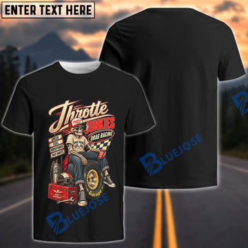 BlueJose Throttle Junkies Drag Racing Skeleton T-Shirt