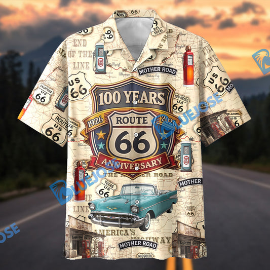Bluejose Route 66 100th Anniversary Vintage Map Hawaiian Shirt