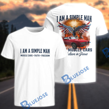 BlueJose Personalized Car Muscle Car Faith T-Shirt – Classic American Muscle Car Christian Graphic Tee