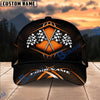Racing Checkered Flag Personalized Name Cap – Red Metallic Honeycomb Custom Classic Baseball Cap
