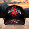 Racing Checkered Flag Personalized Name Cap – Red Metallic Honeycomb Custom Classic Baseball Cap