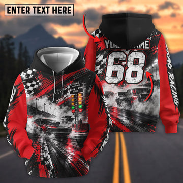 BlueJose Drag Racing Personalized Name Hoodie – Christmas Tree Staging Lights All-Over Print Pullover