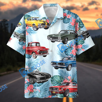 Bluejose Personalized Car Classic Muscle Car & Vintage Truck Tropical Floral Hawaiian Shirt