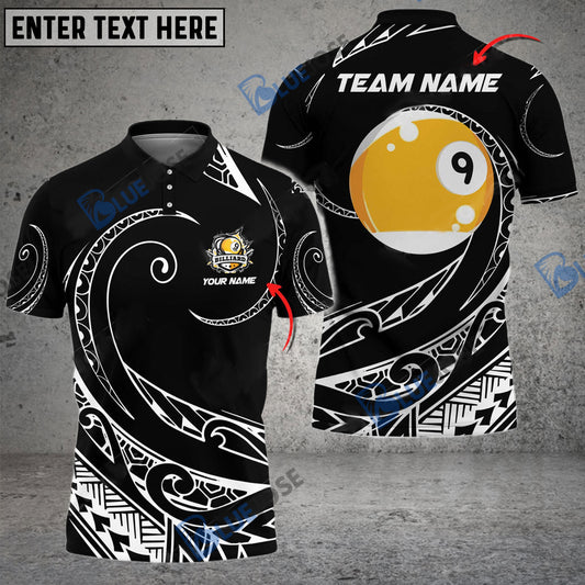 BlueJose Billiards Ball 9 Hawaii Polynesian Personalized Name, Team Name Unisex Shirt ( 4 Colors )