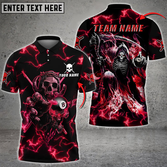 BlueJose Billiards Ball 8 Skull Thunder Fire Personalized Name, Team Name Unisex Shirt ( 6 Colors )