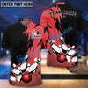 BlueJose Bowling And Pins Retro Paint Style Customized Name 3D Shirt (5 Colors)