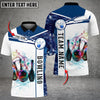 BlueJose Blue And White Bowling Water Ball And Pins Customized Name 3D Shirt