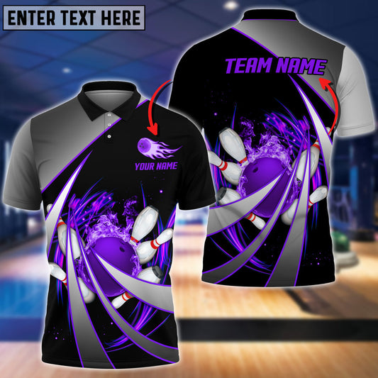 BlueJose Flame Bowling And Pins Tornado Pattern Customized Name 3D Shirt (4 Colors), Personalized Shirts For Bowling Players