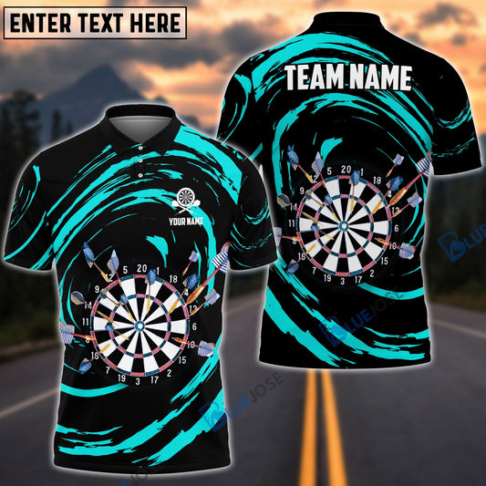BlueJose Color Swirl Dartboard Personalized Name, Team Name Shirt (4 Colors)
