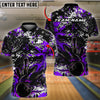 BlueJose Bowling And Pins Black Paint Splatters Customized Name 3D Shirt ( 6 Colors)