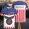 BlueJose USA Flag Dartboard Personalized Name, Team Name Shirt
