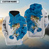 BlueJose Customize Name Bass Fishing Blue Water 3D Hoodie
