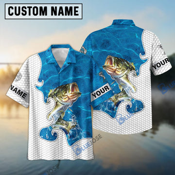 BlueJose Customize Name Bass Fishing Blue Water 3D Shirt