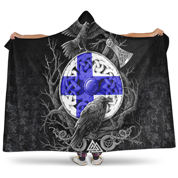 VikingStyle Hooded Blanket - Finland Raven Odin Viking Country Hooded Blanket A95