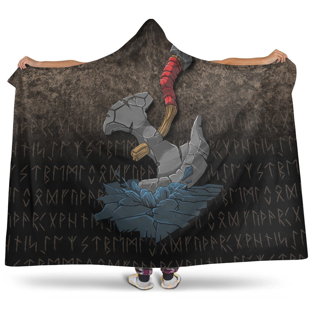 VikingStyle Hooded Blanket -Viking Axe Norse Mythology Hooded Blanket A7