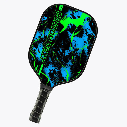 BlueJose Blue And Green Paint Splatter Customized Name Pickleball Paddle