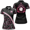 BlueJose Black Pink Bowling Pattern Premium Customized Name 3D Shirt For Women
