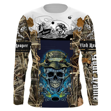 BlueJose Halloween Fish Reaper Fishing Camouflage Custom Name Long Sleeves¬†