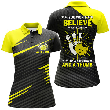 BlueJoses Yellow & Black Customized Name All Over Printed Shirt For Women