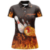 BlueJose Flames Bowling Strike Personalized All Over Printed Shirt For Women