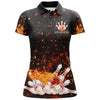 BlueJose Black Bowling Flame Personalized All Over Printed Shirt For Women