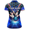 BlueJose Light Blue Hexagon Bowling Pattern Personalized All Over Printed Shirt For Women