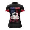 BlueJose Bowling Black American Flag Customized Name All Over Printed Shirt For Women
