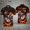 BlueJose Billiards Ball 8 Baby Fire Dragon Personalized Name, Team Name Unisex Shirt (4 Colors)