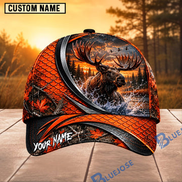 BlueJose Moose Hunting Compass Forest Personalized 3D Cap