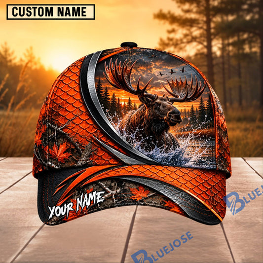BlueJose Moose Hunting Compass Forest Personalized 3D Cap