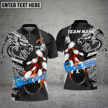 BlueJose Bowling And Pins Dragon Flame Fire Customized Name 3D Shirt (4 Colors)