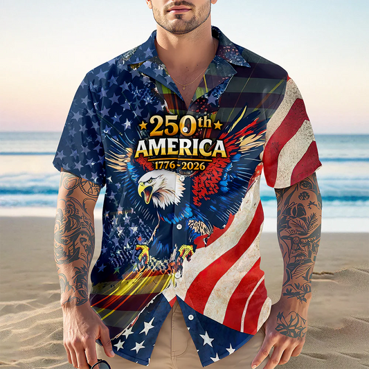 BlueJose Patriotic 250th America 1776-2026 Eagle Hawaii Shirt
