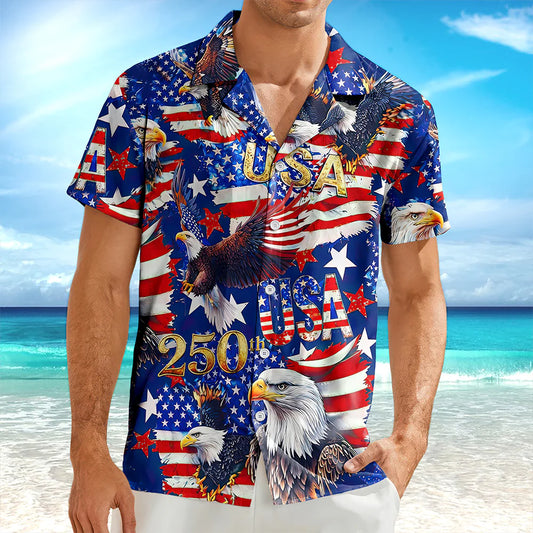 BlueJose USA 250 Anniversary Eagle 1776-2026 Patriotic Hawaii Shirt