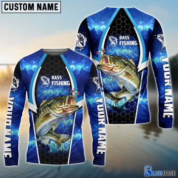 Bluejose Bass Fishing Blue Galaxy Custom Long Sleeve Performance Fishing Shirts