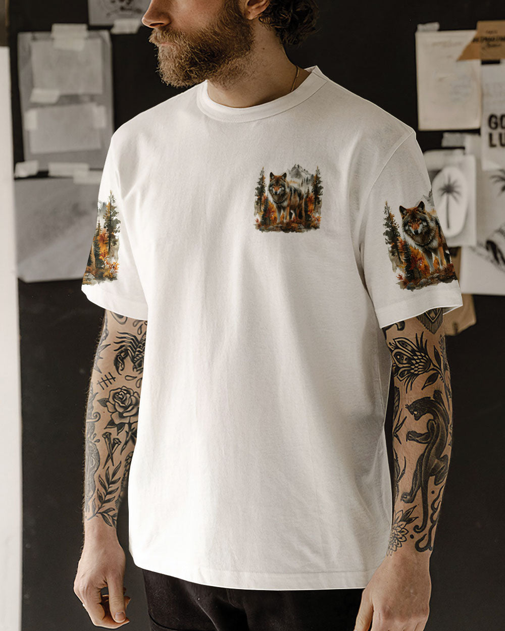 THE CLOSER I GET TO NATURE WOLF ALL OVER PRINT - TYTD0609241