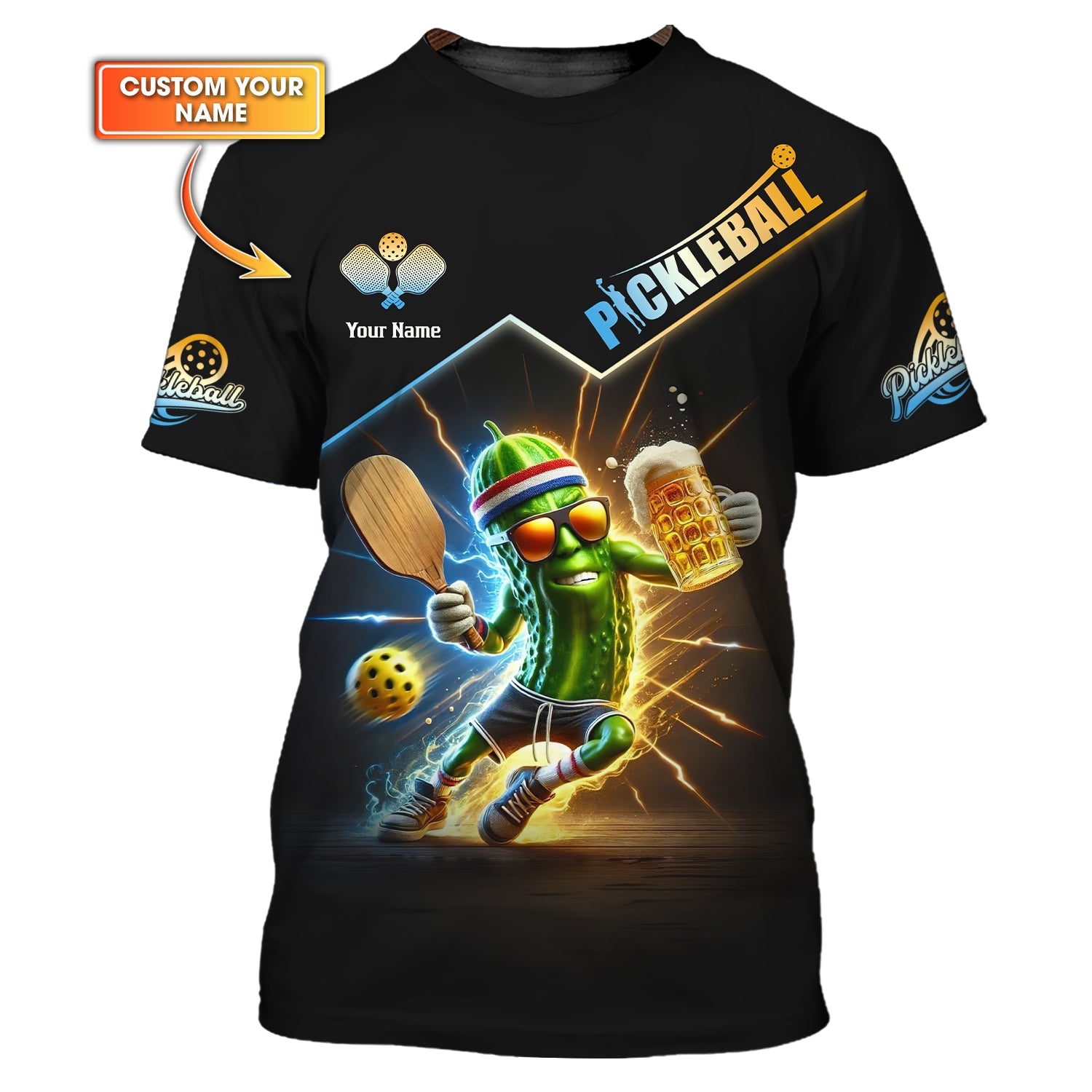 Custom Name Pickleball Funny Beer Zipper Hoodie, Pickleball Jersey, Gifts For Pickleball Players