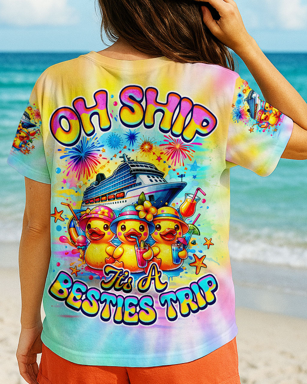 OH SHIP IT'S A BESTIES TRIP CRUISE DUCK ALL OVER PRINT - TLNO1706253