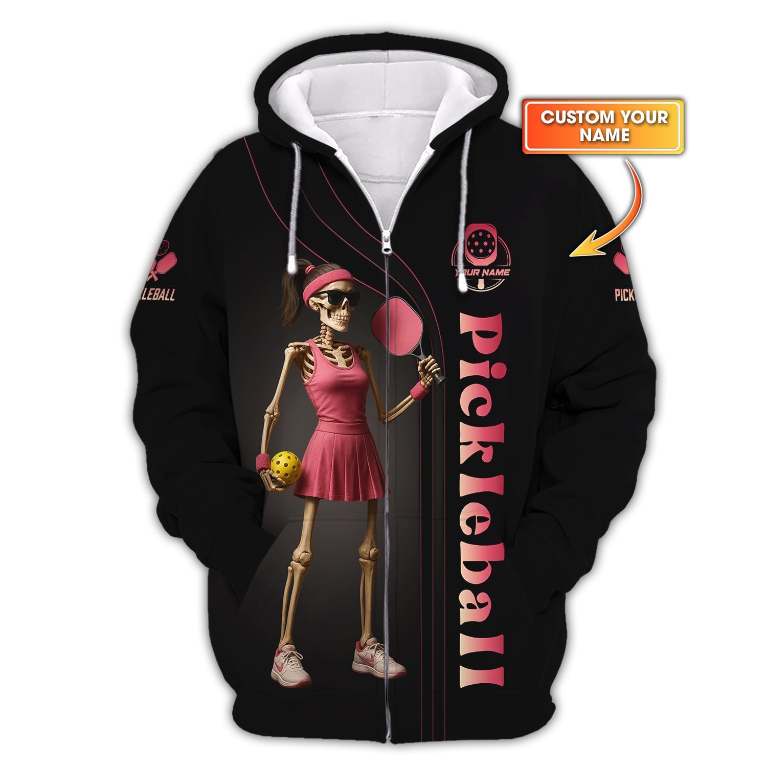 Custom Pickleball Shirt, Skeleton Pickleball Outfits Women, Funny Pickle Ball, Pickleball Team Polo, Gifts For Pickleball Players