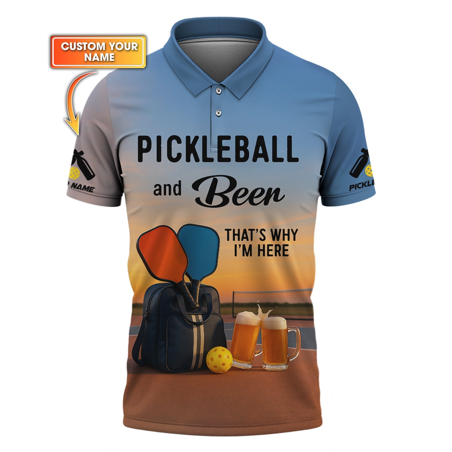Custom Sunset Pickleball and Beer Shirt – That’s Why I’m Here Funny Gift Tee