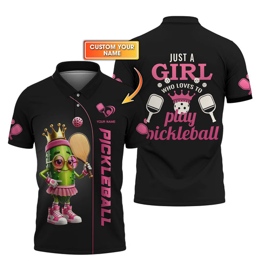 Just A Girl Who Loves Pickleball Shirt – Cute Custom Name Tee For Pickleball Players