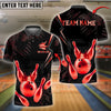 BlueJose Bowling And Pins Dotted Golden Crown King Multicolor Options Personalized Name, Team Name 3D Shirt (4 Colors)